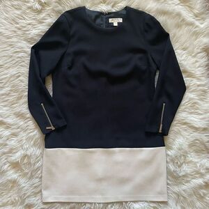 Michael Kors Long Sleeve Colorblock Sheath Dress Black White Size 12